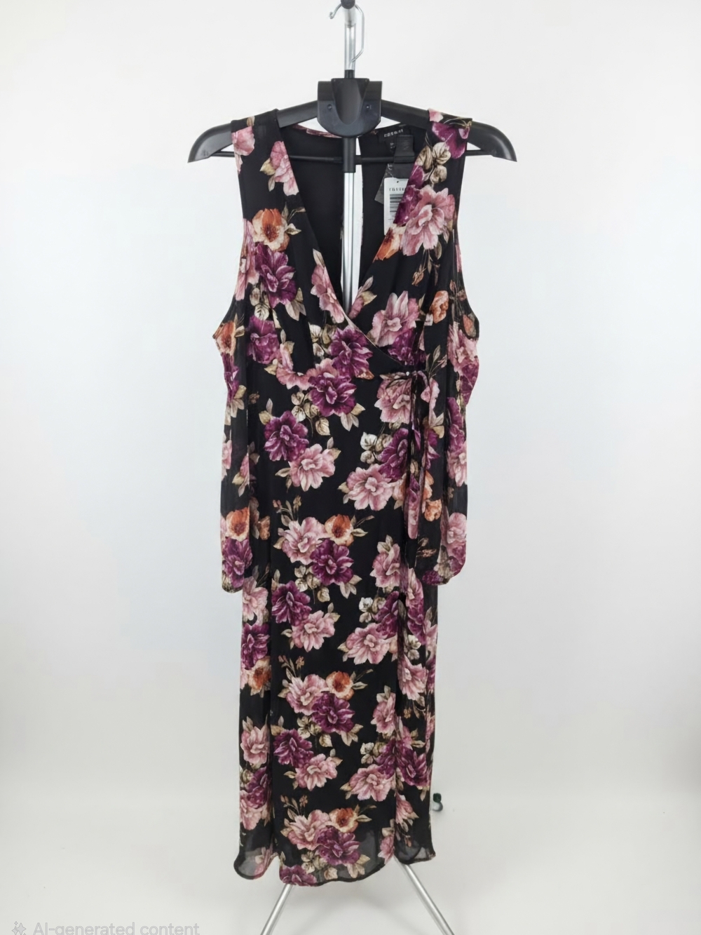 Torrid Black Maxi Dress with Purple & Pink Floral Print